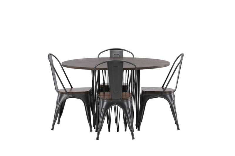 Stone Matgrupp 120 cm Rund med 4 Tempe stolar - Mocca - Products - Möbler - Bord & matgrupp - Matgrupp