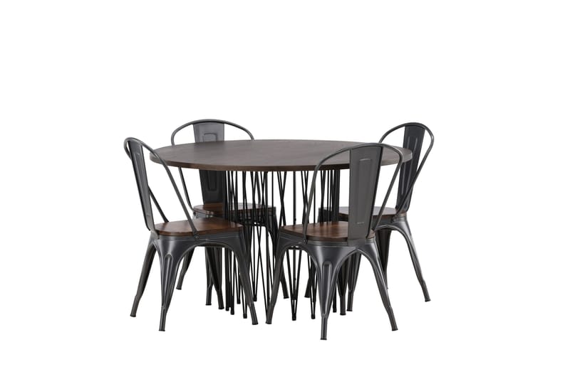 Stone Matgrupp 120 cm Rund med 4 Tempe stolar - Mocca - Products - Möbler - Bord & matgrupp - Matgrupp