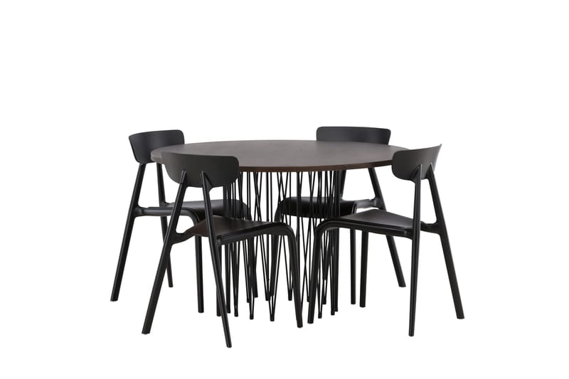 Stone Matgrupp 120 cm Rund med 4 Ursholmen stolar - Svart - Products - Möbler - Bord & matgrupp - Matgrupp