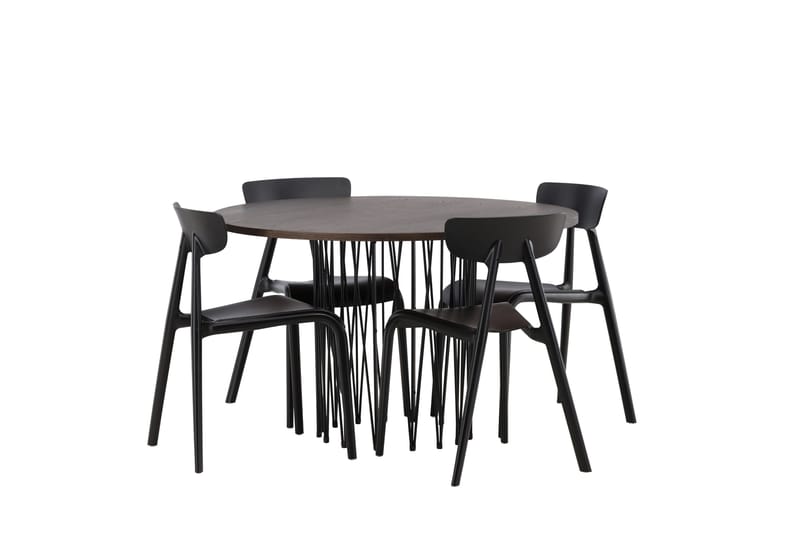Stone Matgrupp 120 cm Rund med 4 Ursholmen stolar - Svart - Products - Möbler - Bord & matgrupp - Matgrupp