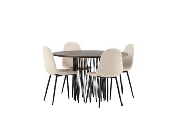 Stone Matgrupp 120 cm Rund med 4 Polar stolar - Beige - Products - Möbler - Bord & matgrupp - Matgrupp