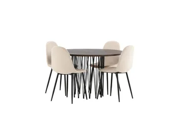 Stone Matgrupp 120 cm Rund med 4 Polar stolar - Beige - Products - Möbler - Bord & matgrupp - Matgrupp