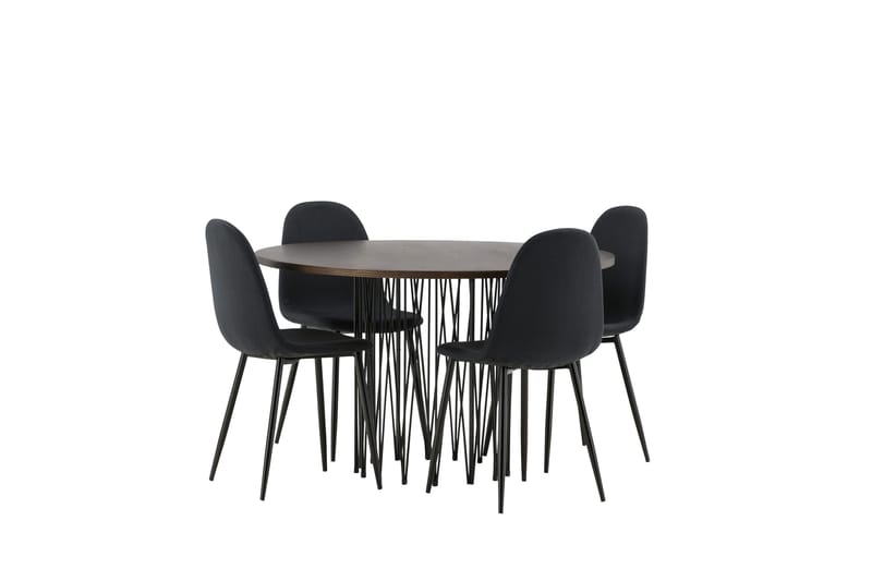 Stone Matgrupp 120 cm Rund med 4 Polar stolar - Svart - Products - Möbler - Bord & matgrupp - Matgrupp