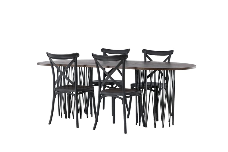 Stone Matgrupp 220 cm Oval med 4 Crosett stolar - Svart - Products - Möbler - Bord & matgrupp - Matgrupp