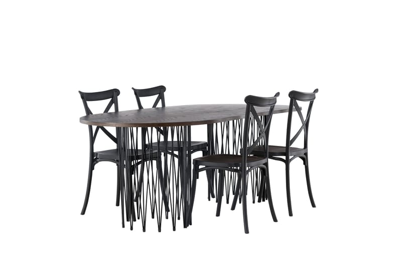 Stone Matgrupp 220 cm Oval med 4 Crosett stolar - Svart - Products - Möbler - Bord & matgrupp - Matgrupp