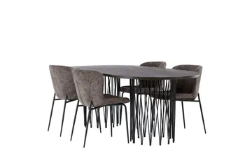 Stone Matgrupp 220 cm Oval med 4 Modesto stolar - Mörkgrå - Products - Möbler - Bord & matgrupp - Matgrupp