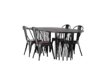 Stone Matgrupp 220 cm Oval med 4 Tempe stolar - Mocca - Products - Möbler - Bord & matgrupp - Matgrupp