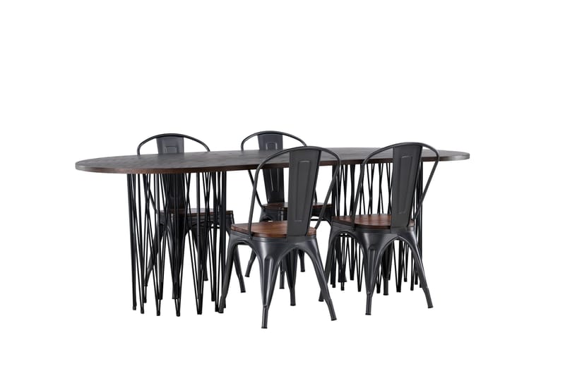 Stone Matgrupp 220 cm Oval med 4 Tempe stolar - Mocca - Products - Möbler - Bord & matgrupp - Matgrupp