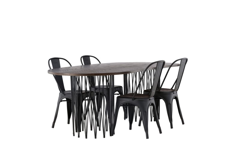 Stone Matgrupp 220 cm Oval med 4 Tempe Stolar - Svart - Products - Möbler - Bord & matgrupp - Matgrupp