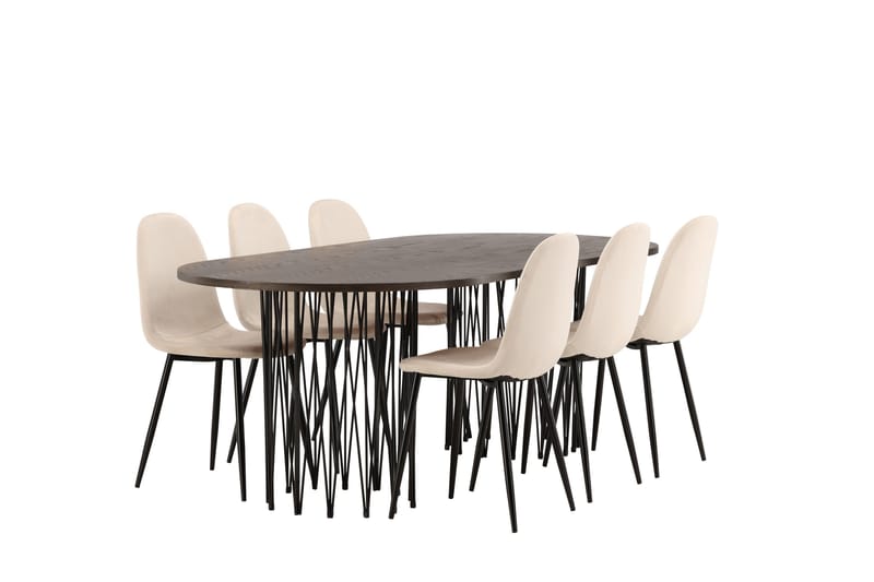 Stone Matgrupp 220 cm Oval med 6 Polar stolar - Beige - Products - Möbler - Bord & matgrupp - Matgrupp
