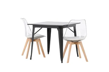 Tempe Matgrupp 80 cm Rektangulär med 2 Edvin stolar - Svart - Products - Möbler - Bord & matgrupp - Matgrupp