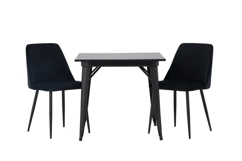 Tempe Matgrupp 80 cm Rektangulär med 2 Night stolar, Svart