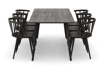 Tyrö Matgrupp med 6 st Tyrö Karmstolar - Smoked Oak/Smoked Oak - Products - Möbler - Bord & matgrupp - Matgrupp