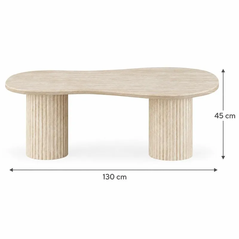 Uppveda Asymmetriskt Soffbord Travertin Utseende 130x70 cm - Beige - Products - Möbler - Bord & matgrupp - Soffbord