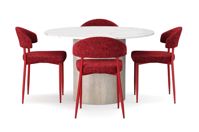 Uppveda Matbord 120 cm Rund med 4 st Jairam Matstolar - Vit - Products - Möbler - Bord & matgrupp - Matgrupp