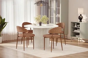 Uppveda Matbord 120 cm Rund med 4 st Jairam Matstolar - Vit - Products - Möbler - Bord & matgrupp - Matgrupp