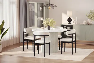 Uppveda Matbord 120 cm Rund med 4 st Jaiveer Matstolar - Vit - Products - Möbler - Bord & matgrupp - Matgrupp