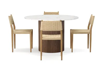 Uppveda Matbord 120 cm Rund med 4 st Jamna Matstolar - Brun - Products - Möbler - Bord & matgrupp - Matgrupp