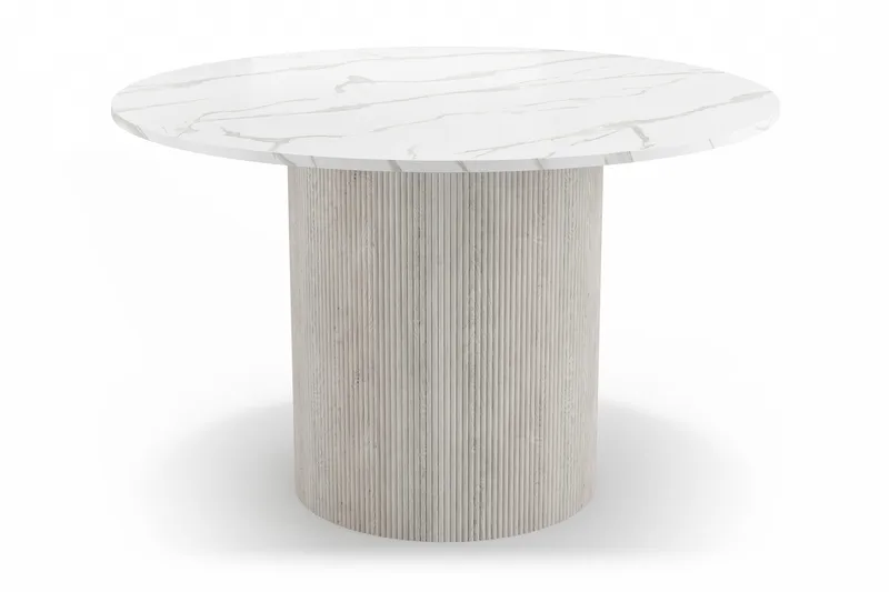 Uppveda Matbord 120 cm Rund, Vit