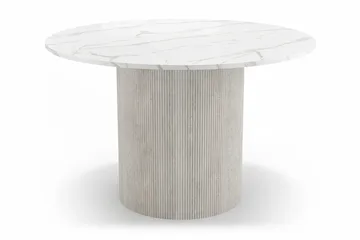 Uppveda Matbord 120 cm Runt Vitt med 4 Sawako Greige Stolar - Vit/Greige - Products - Möbler - Bord & matgrupp - Matgrupp