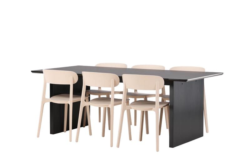 Vail Matgrupp 200 cm Rektangulär med 6 Åstol stolar - Svart - Products - Möbler - Bord & matgrupp - Matgrupp