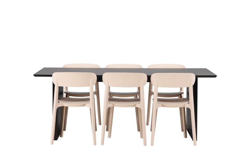 Vail Matgrupp 200 cm Rektangulär med 6 Åstol stolar - Svart - Products - Möbler - Bord & matgrupp - Matgrupp