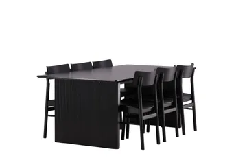 Vail Matgrupp 200 cm Rektangulär med 6 Montros stolar - Svart - Products - Möbler - Bord & matgrupp - Matgrupp