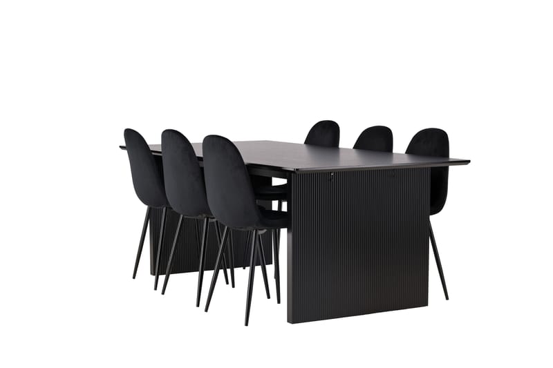 Vail Matgrupp 200 cm Rektangulär med 6 Polar stolar - Svart - Products - Möbler - Bord & matgrupp - Matgrupp