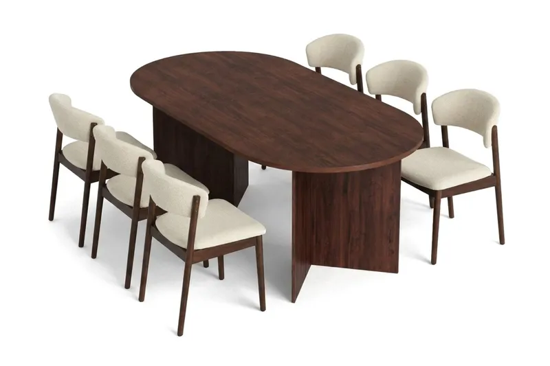 Vera Matgrupp rektangulärt 180 cm Valnöt med 6 Nala Matstolar - Valnöt - Products - Möbler - Bord & matgrupp - Matgrupp