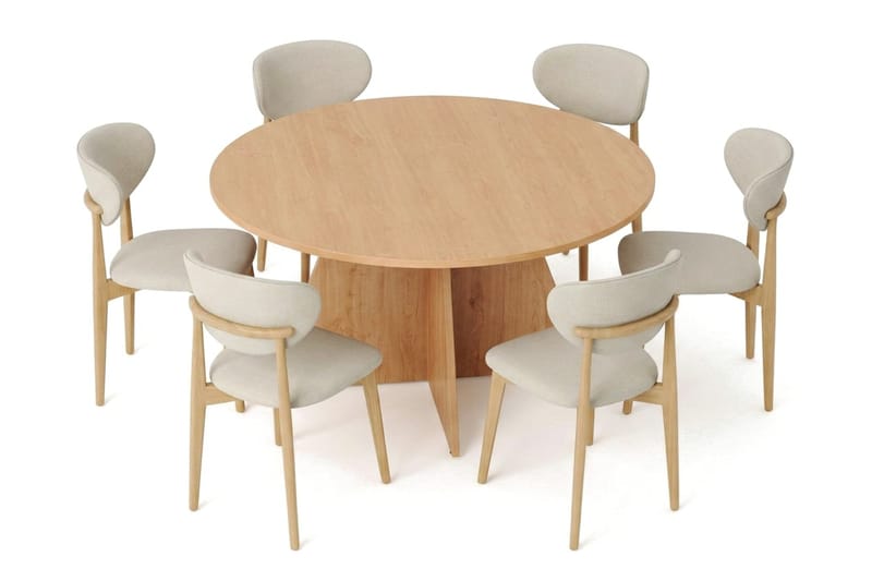 Vera Matgrupp runt 130 cm Ek med 6 Molly Matstolar - Ek - Products - Möbler - Bord & matgrupp - Matgrupp