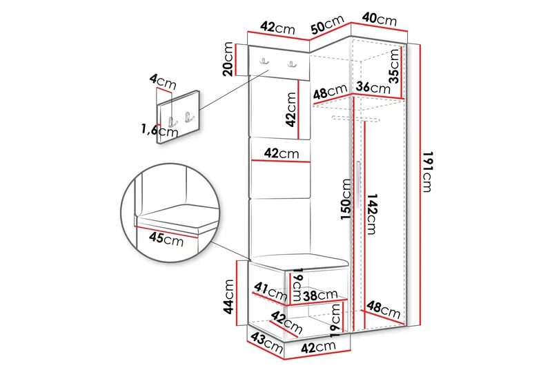 Farosa Hallmöbelset - Beige - Products - Möbler - Hallmöbler - Möbelset för hall & entre
