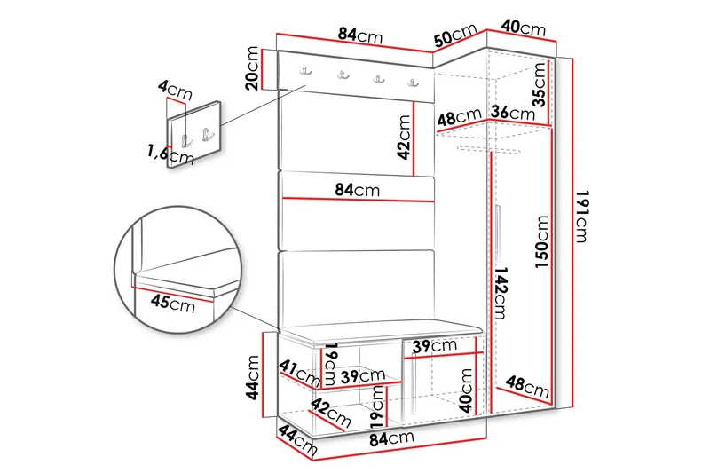 Farosa Hallmöbelset - Svart - Products - Möbler - Hallmöbler - Möbelset för hall & entre