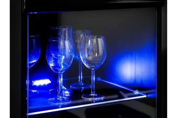 Apryl Modern TV Mediamöbel med Vitrinskåp och LED-belysning - Svart / Trä / Glas - Products - Möbler - TV- & Mediamöbler - TV-möbelset