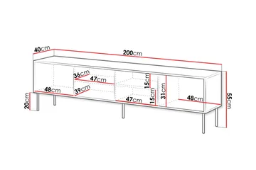 Belonger Tv-bänk 200 cm - Svart/Valnöt - Products - Möbler - TV- & Mediamöbler - TV bänk & mediabänk