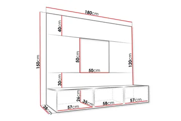 Bernice Tv-skåp 38x150 cm - Svart - Products - Möbler - TV- & Mediamöbler - TV-möbelset