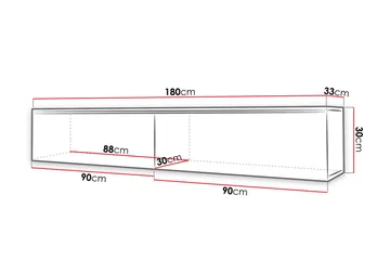 Cuguen Tv-skåp 180 cm Vit LED - Ljus Natur - Products - Möbler - TV- & Mediamöbler - TV bänk & mediabänk