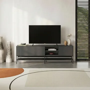 Kenvor Tv-bänk 180 cm - Antracit, Wood Black, Svart - Products - Möbler - TV- & Mediamöbler - TV bänk & mediabänk