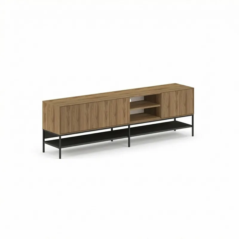 Kenvor Tv-bänk 180 cm - Naturfärgad ek, trä svart, svart - Products - Möbler - TV- & Mediamöbler - TV bänk & mediabänk