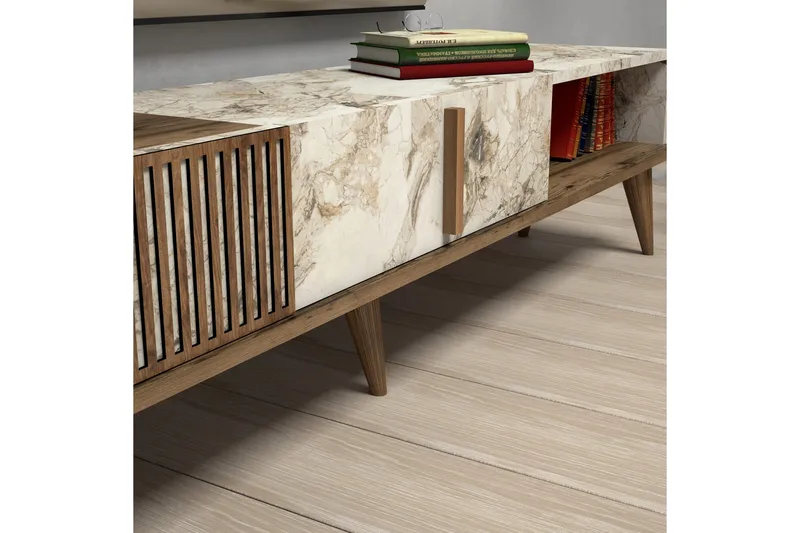 Lissione Tv-bänk 180 cm - Mörkbrun/Vit - Products - Möbler - TV- & Mediam öbler - TV bänk & mediabänk