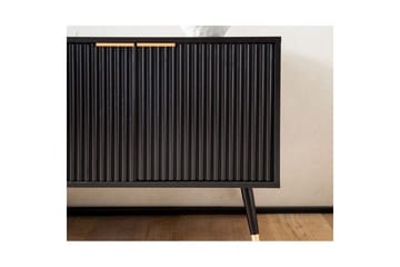 Lowboard Wohnling Spånskiva Svart Folierad med 2 Dörrar Modern Ek med Metallben - Products - Möbler - TV- & Mediamöbler - TV bänk & mediabänk