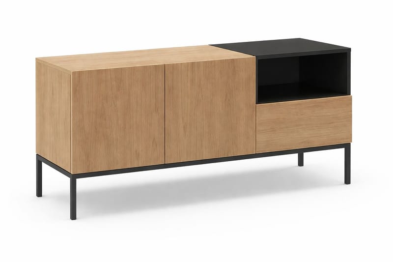 Morlen Tv-Bänk 140 cm - Naturlig ek, Wood Black, svart - Products - Möbler - TV- & Mediamöbler - TV bänk & mediabänk