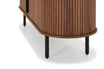 Noira Oval TV bänk Valnöt 150x45 cm Ribbad - Mörkbrunt / Brunt Trä - Products - Möbler - TV- & Mediamöbler - TV bänk & mediabänk