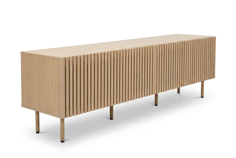 Peyra Ribbad Tv-bänk med Förvaring 200 cm - Ek - Products - Möbler - TV- & Mediamöbler - TV bänk & mediabänk