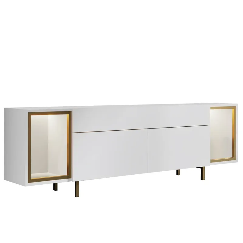 Sosan TV-bänk 180x55x32 cm, Vit och guld