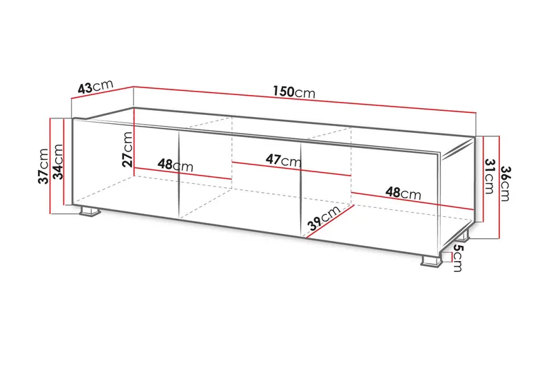 Tessan TV-bänk 150 cm - Svart - Products - Möbler - TV- & Mediamöbler - TV bänk & mediabänk