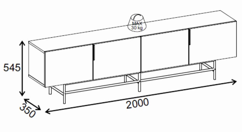 Truvia TV-bänk 200x55x35 cm - Antracit och svart - Products - Möbler - TV- & Mediamöbler - TV bänk & mediabänk