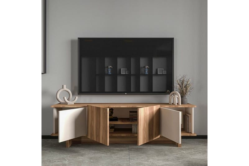TV-bänk Diannare Beige / Valnöt - Beige / Valnöt - Products - Möbler - TV- & Mediamöbler - TV bänk & mediabänk