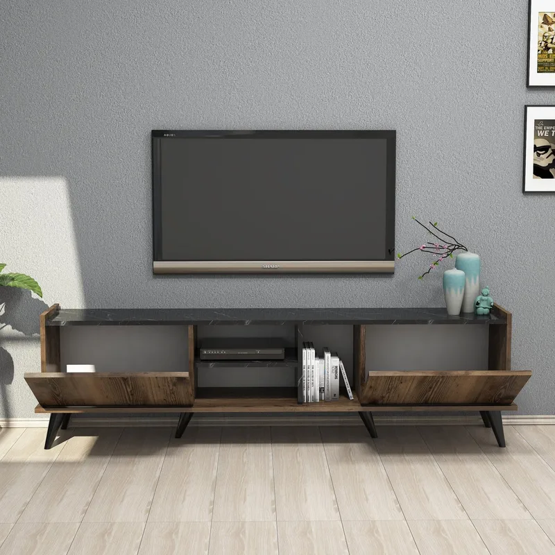 TV-bänk Elegant 180 cm - Valnöt/svart - Products - Möbler - TV- & Mediamöbler - TV bänk & mediabänk