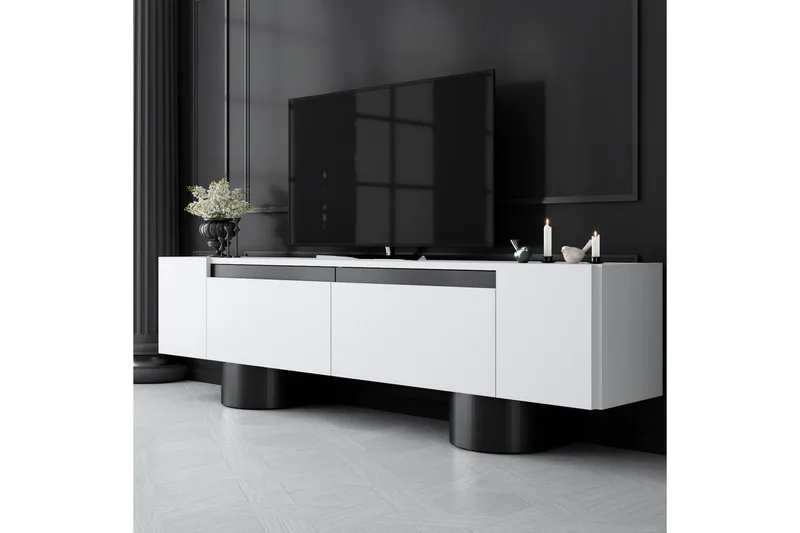 TV-bänk Vit / Svart - Vit / Svart - Products - Möbler - TV- & Mediamöbler - TV bänk & mediabänk