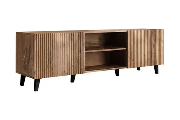 Växjö Tv bänk med Förvaring + Hylla - Svart / Ek / Ribbad - Products - Möbler - TV- & Mediamöbler - TV bänk & mediabänk